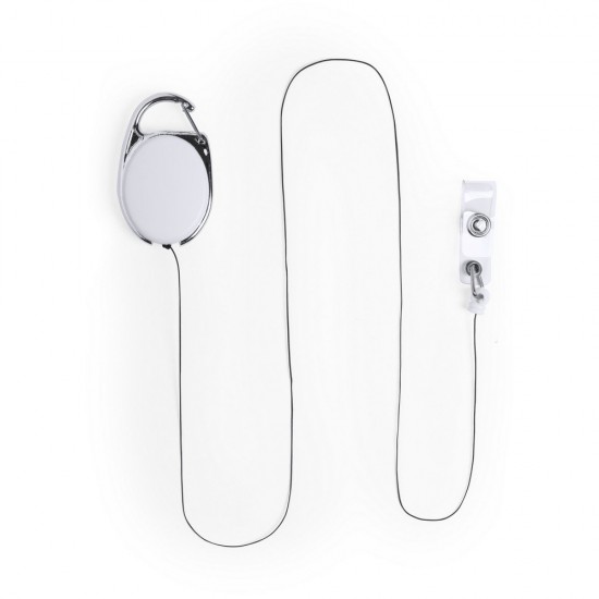 Ретрактор з карабіном Voyager 65 см білий/сріблястий - V7399-02