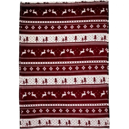 Плед флісовий Voyager Christmas pattern 120х150 см бордовий - V7599-12
