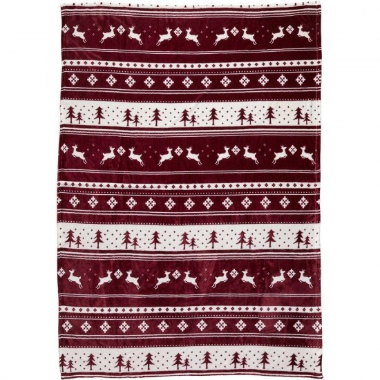 Плед флісовий Voyager Christmas pattern 120х150 см бордовий - V7599-12