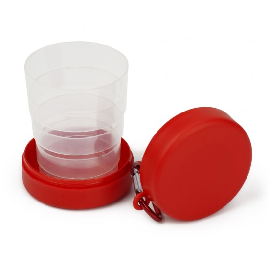 Кухоль складаний 220 мл пластиковий Voyager, з карабіном червоний - V7618-05 Кухоль складаний 220 мл пластиковий Voyager, з карабіном червоний - V7618-05