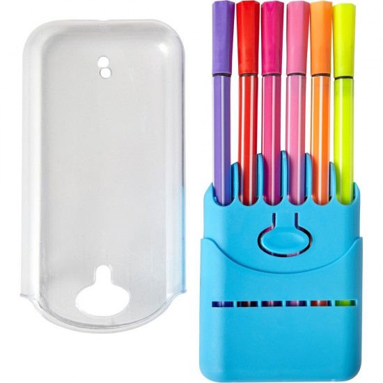 Набір фломастерів, 12 шт. у прозорому футлярі синій - V7843-11