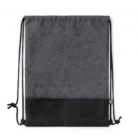 Водовідштовхувальна сумка на шнурку RPET, світловідбиваючий матеріал сірий/чорний - V8284-19