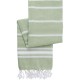 Рушник для хамаму бавовняний білий/світло-зелений - V8299-10