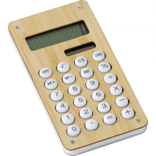 Калькулятор з сонячною панеллю бамбуковий натуральний - V8303-17