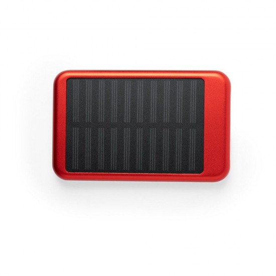 Повербанк 4000 мАг, сонячний зарядний пристрій червоний - V8387-05