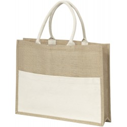 Сумка-шопер з короткими ручками Voyager Jute натуральний/білий - V8413-00