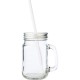 Пляшка для води у формі банки Voyager, з трубочкою, скляна, 480 мл прозорий - V8485-00