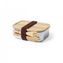 Ланч-бокс 600 мл сталевий з приборами Voyager сріблястий - V8864-32