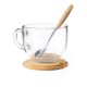 Кружка 420 мл скляна з ложкою Voyager, бамбукова кришка прозорий/натуральний - V9396-00