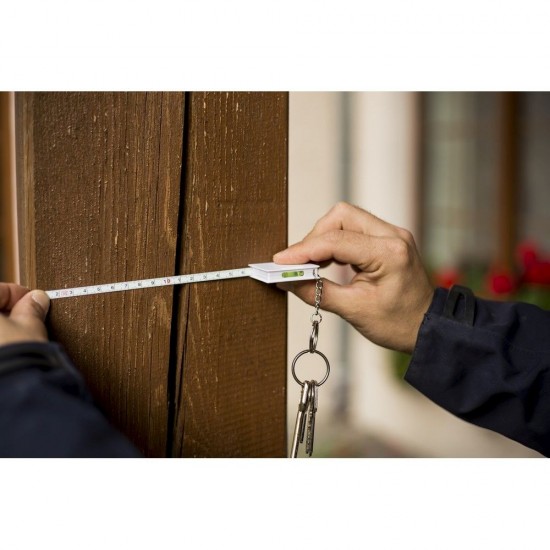 Рулетка-брелок 1 м Voyager Pascal з рівнем білий - V9492-02