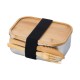 Ланч-бокс 600 мл з бамбуковою кришкою та столовими приборами (ніж, виделка) сріблястий/коричневий - V9927-16