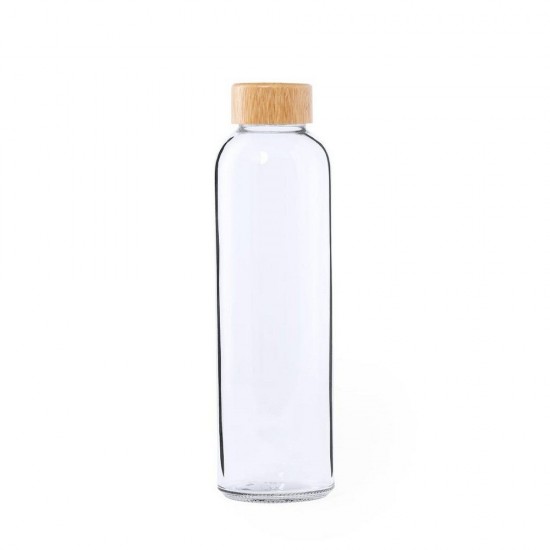 Пляшка для води скляна 500 мл, кришка бамбукова прозорий - V9933-00