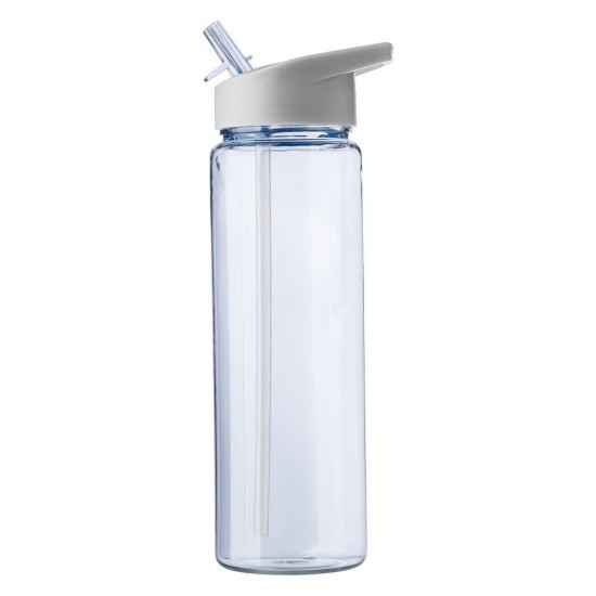 Пляшка спортивна 750 мл, виготовлена з RPET, кришка зі складною соломинкою білий - V9978-02