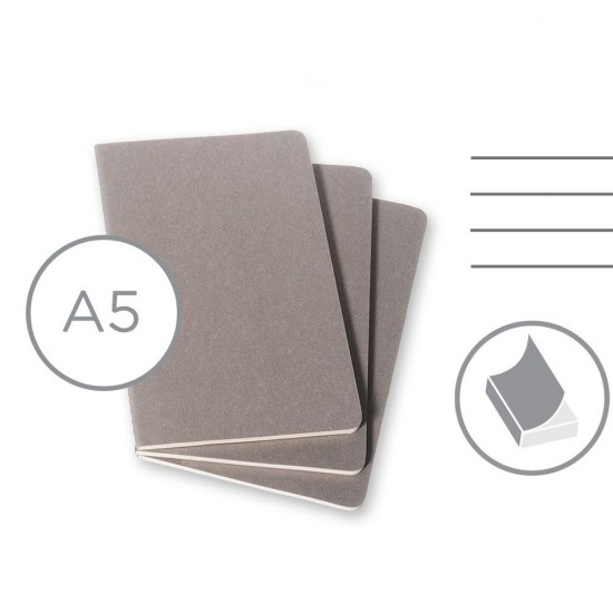 Блокнот в лінію А5 Voyager Moleskine Cahier Journal, м'яка обкладинка сірий - VM022-19