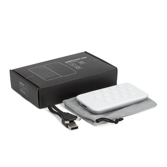 Повербанк 4000 mAh Bergamo Bubble Bang Lightlogo, світлодіодний індикатор сріблястий - 4012/7/4