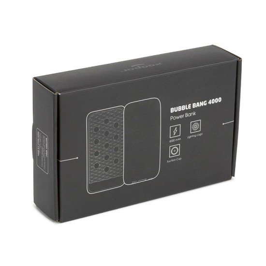 Повербанк 4000 mAh Bergamo Bubble Bang Lightlogo, світлодіодний індикатор сріблястий - 4012/7/4