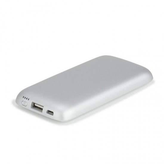 Повербанк 4000 mAh Bergamo Bubble Bang Lightlogo, світлодіодний індикатор сріблястий - 4012/7/4